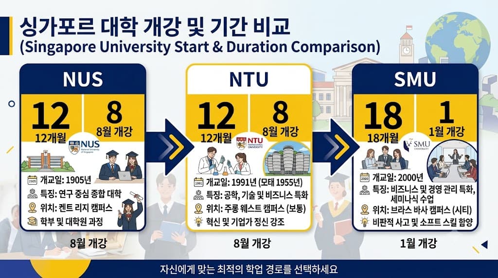 싱가포르 경영학 석사 NUS NTU SMU 과정 비교